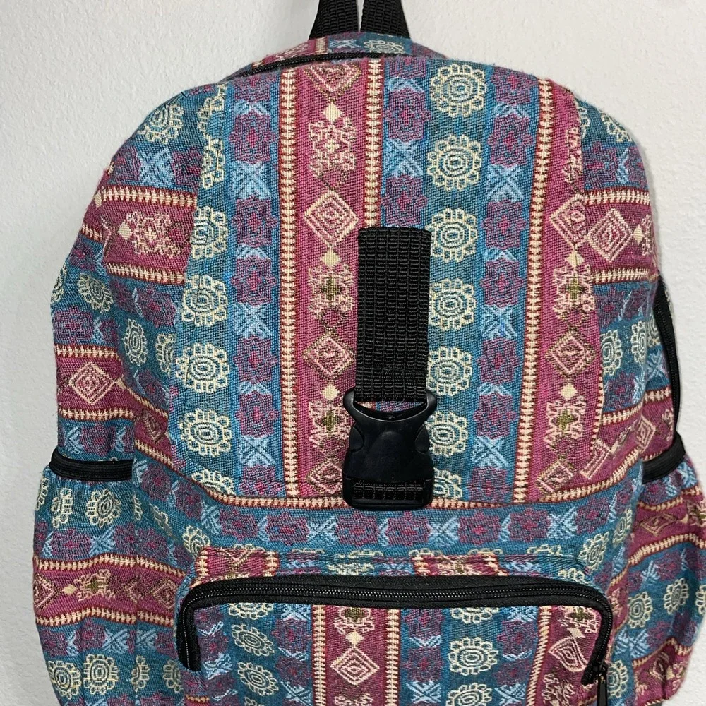 Tribal Print Canvas Backpack Boho Pockets‎ Aztec Print